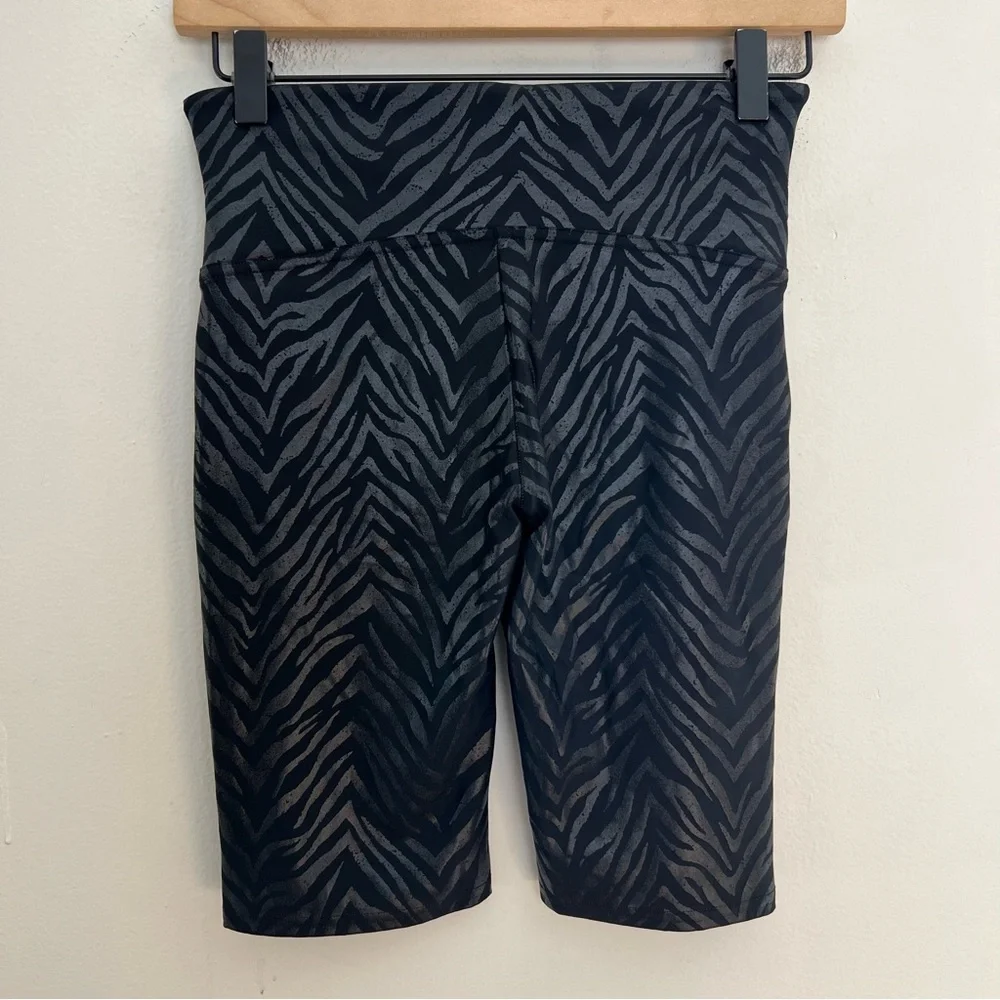SPANX- Faux Leather Bike Short Zebra Pattern Animal